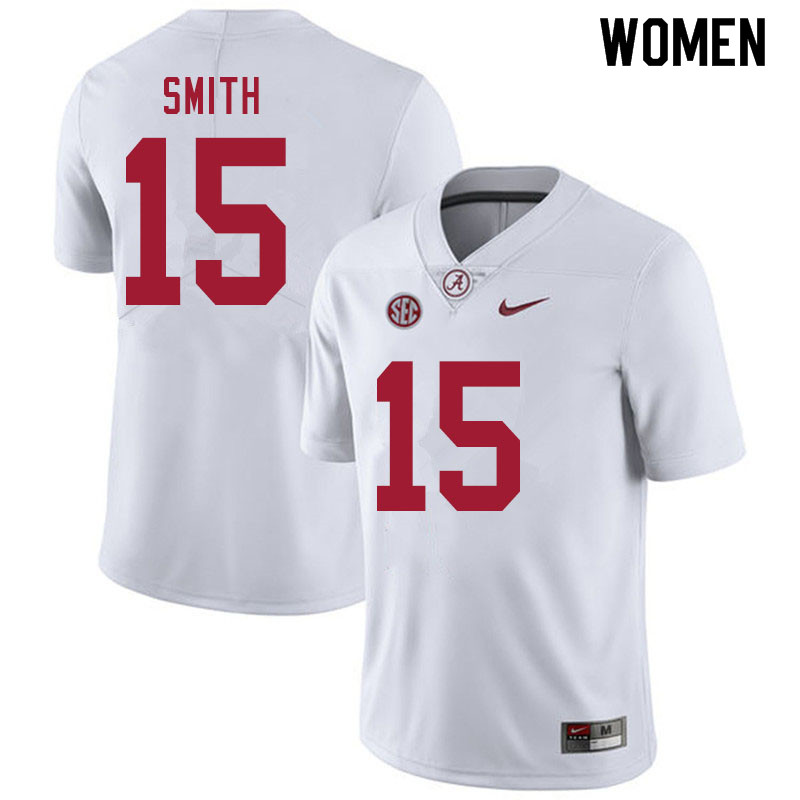 Alabama Crimson Tide Women's Eddie Smith #15 White NCAA Nike Authentic Stitched 2020 College Football Jersey MB16R14SN